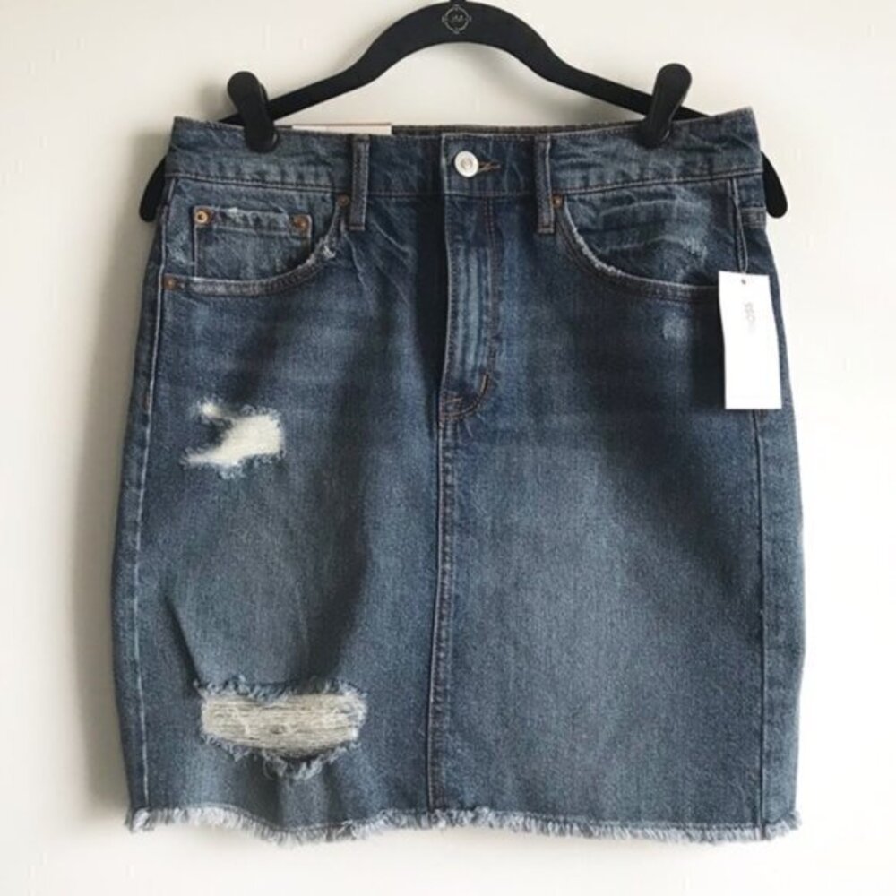NWT Ella Moss Distressed High Waist Denim Blue Jean Mini Skirt Size 27